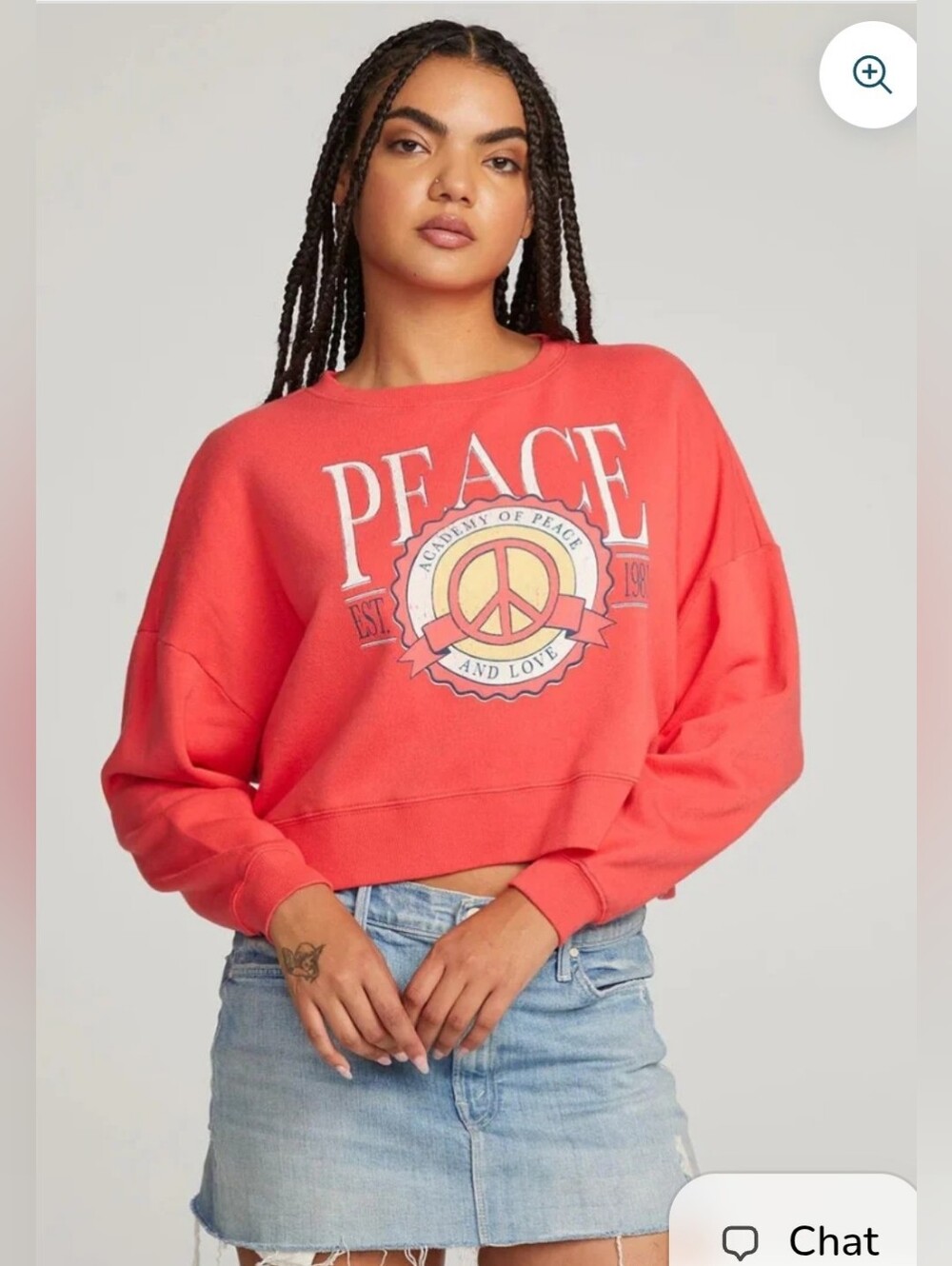 431. NWT - CHASER Peace Academy Graphic Cropped Sweatshirt